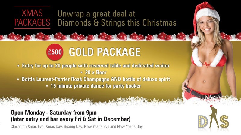 diamonds and strings christmas package gold